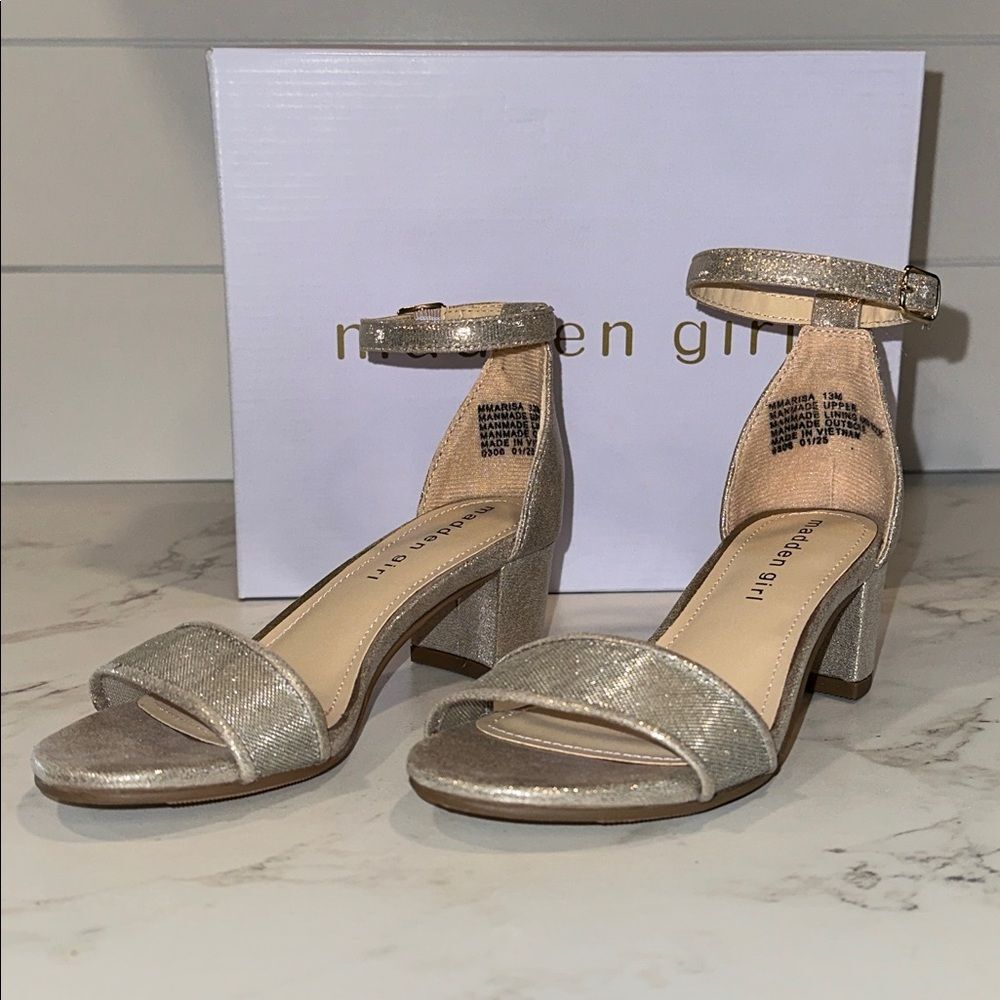 Madden Girl MMARISA Girls Size 13 Gold Mesh Heels NEW Dress Shoes Wedding